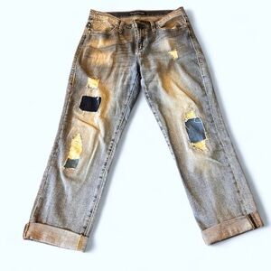 Rock and Republic size 8‎ Indee upcyled patch’s relaxed fit straight leg jeans
